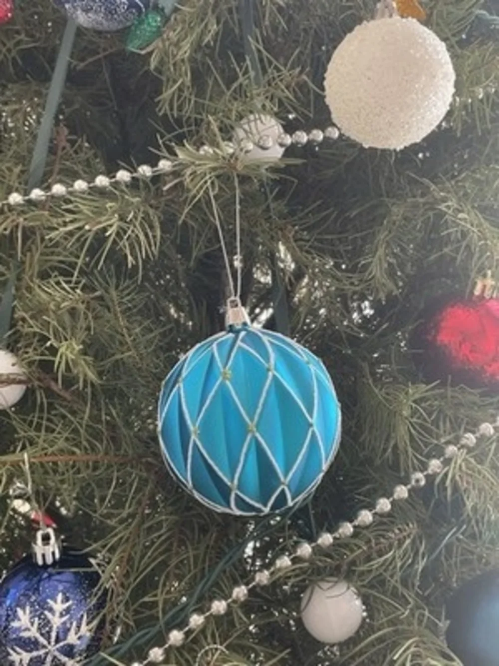 Pair Green & Blue Caged Decorative Ball Ornaments Christmas Holiday Decor